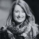 Black and white photo of Gayle Lunn, partner at Rebelles research and strategy